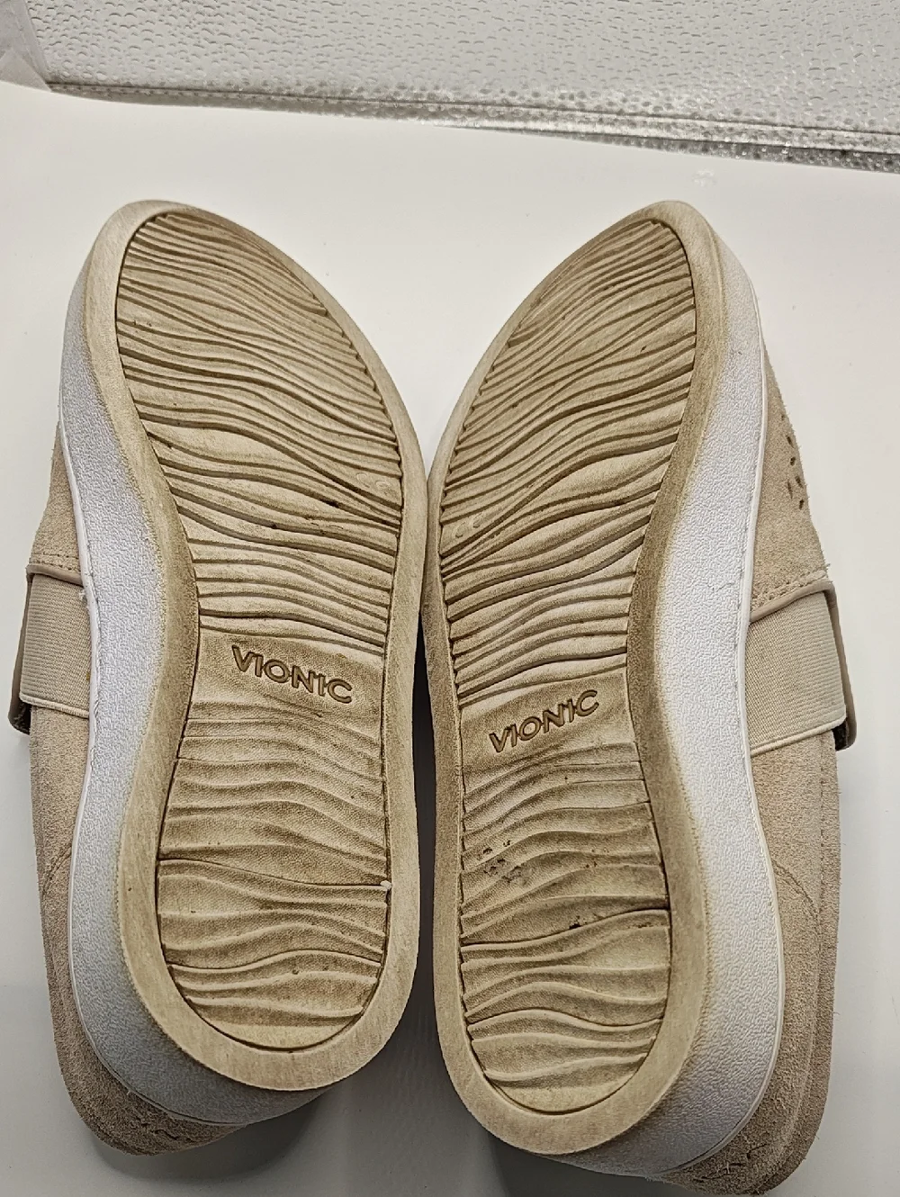 Vionic Women Shoes 6.5 Tan Suede Laser Cut Perforated Slip On Sneakers